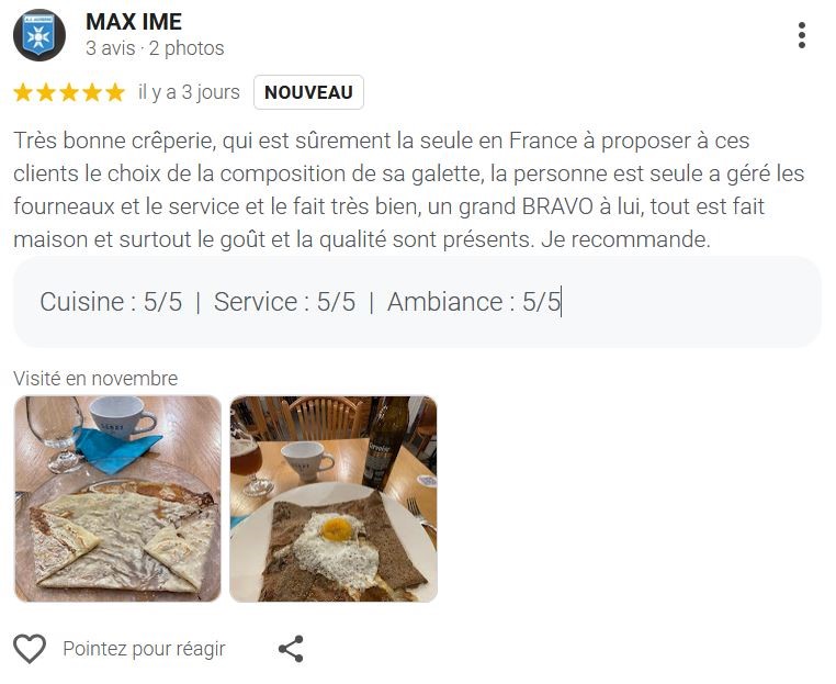 Avis Google novembre 2025