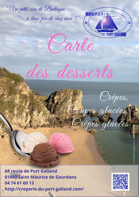 Carte des desserts Crêperie du Port Galland