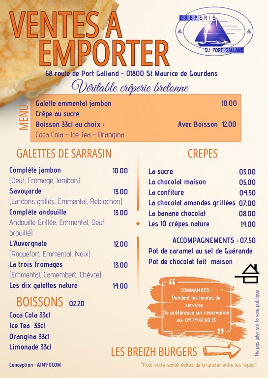 Ventes à emporter burger 